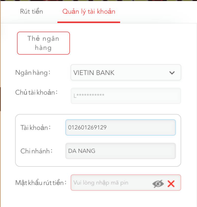 Cách Rút Tiền C54 Về Tài Khoản Ngay Chỉ 2 Phút 4 Bước 2: Thêm thẻ ngân hàng