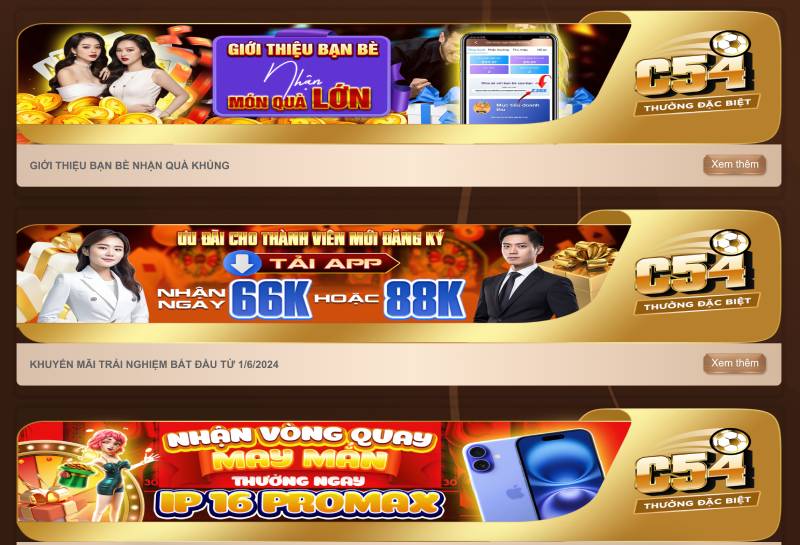 Khuyến Mãi C54 – Cược Thủ Thông Minh Không Bao Giờ Bỏ Lỡ 8 Sự kiện đặc biệt – Quà tặng lớn theo mùa