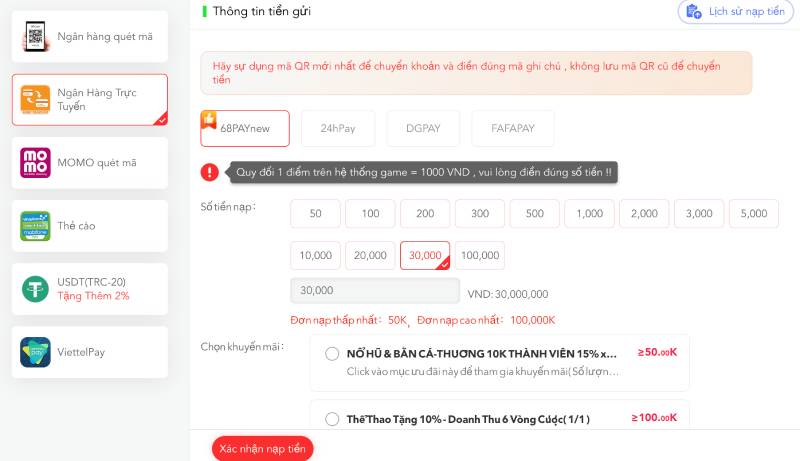 C54 – Nhà Cái Uy Tín, Giải Trí Đỉnh Cao Cho Game Thủ Việt 15 Giao dịch nạp tiền qua Internet Banking