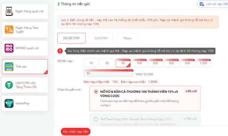 Hướng Dẫn Chi Tiết Nạp Tiền C54 Và Mẹo Tối Ưu Cho Người Chơi 4 Thực hiện nạp qua thẻ điện thoại